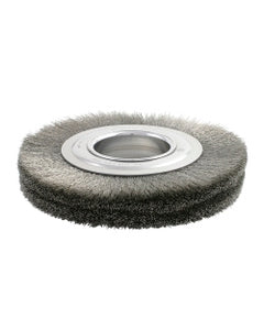 8″ Diameter × 7/8″ Width, Stainless Steel, 0.014″ Crimped Bristle, Wheel Brush