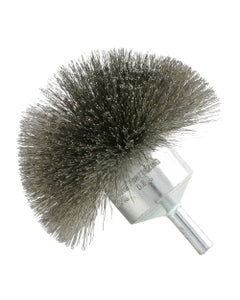 4″ Diameter × 1/4″ Shank Diameter × 2″ Trim Length, 0.008″ Crimped Bristle, Stainless Steel, Circular End Brush