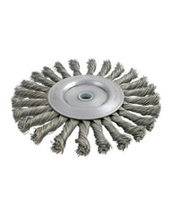 8″ Diameter × 0.562″ Width, Carbon Steel, 0.030″ Knotted Bristle, Wheel Brush