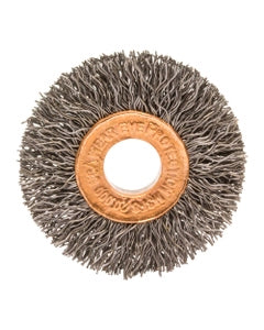 2 1/2″ Diameter × 1/2″ Width, Stainless Steel, 0.0118″ Crimped Bristle, Wheel Brush