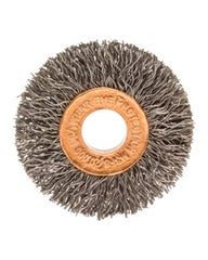 2 1/2″ Diameter × 1/2″ Width, Stainless Steel, 0.0104″ Crimped Bristle, Wheel Brush