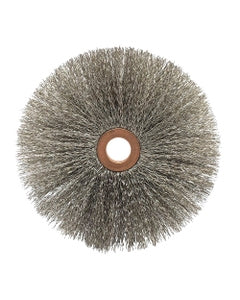 4″ Diameter × 5/8″ Width, Stainless Steel, 0.008″ Crimped Bristle, Wheel Brush