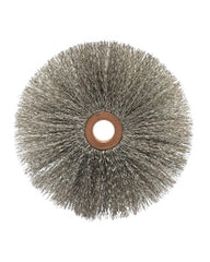 3″ Diameter × 5/8″ Width, Stainless Steel, 0.008″ Crimped Bristle, Wheel Brush