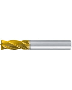 ‎Square End Mill; 3/8″ Dia. × 7/8″ LOC × 3/8″ Shank Dia. × 2-3/4″ OAL ; 4 FL ; Carbide ; TiAlN+TiN ; 0.008″ R