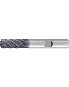 ‎Corner Radius End Mill; 5/8″ Dia. × 1-1/4″ LOC × 5/8″ Shank Dia. × 3-1/2″ OAL ; 5 FL ; Carbide ; AlCr ; 0.06″ R