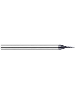 ‎1/64″ Dia. × 5/64″ LOC × 1/8″ Shank Size × 1-1/2″ OAL, 3 Flute, 15 Degrees Body Half Taper Angle, Carbide, AlTiN Nano, Ball, Tapered End Mill