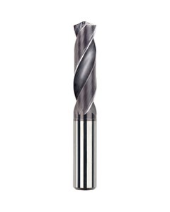 11.5 mm Dia. × 12 mm Shank × 55 mm Flute Length × 102 mm OAL, 3xD, TiAlCN, 2 Flute, Coolant Thru, h6, Cylindrical, Solid Carbide Drill Series/List #NG12