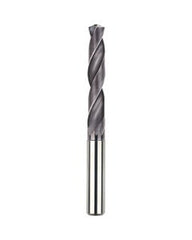 6.2 mm Dia. × 8 mm Shank × 53 mm Flute Length × 91 mm OAL, 5xD, TiAlCN, 2 Flute, Coolant Thru, h6, Cylindrical, Solid Carbide Drill Series/List #NG11