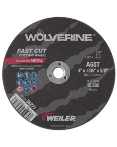 4″ x .035″ Type 1 Cut-Off Wheel, A60, 5/8″ Arbor Hole