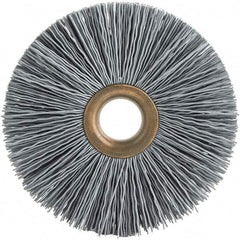 Brush Research Mfg. - 4" OD, 5/8" Arbor Hole, Crimped Abrasive Nylon Wheel Brush - 3/4" Face Width, 1-7/16" Trim Length, 20,000 RPM - Makers Industrial Supply