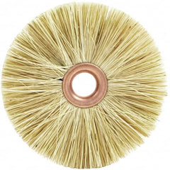 Brush Research Mfg. - 3" OD, 1/2" Arbor Hole, Crimped Tampico Wheel Brush - 3/8" Face Width, 1-1/16" Trim Length, 20,000 RPM - Makers Industrial Supply