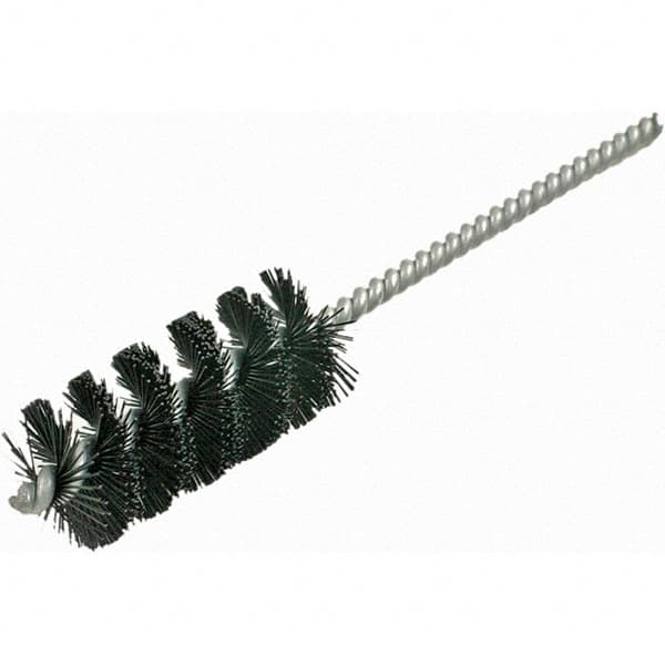 Brush Research Mfg. - 5/8" Diam Helical Nylon Tube Brush - Single Spiral, 0.012" Filament Diam, 1-3/4" Brush Length, 5" OAL, 0.19" Diam Galvanized Steel Shank - Makers Industrial Supply