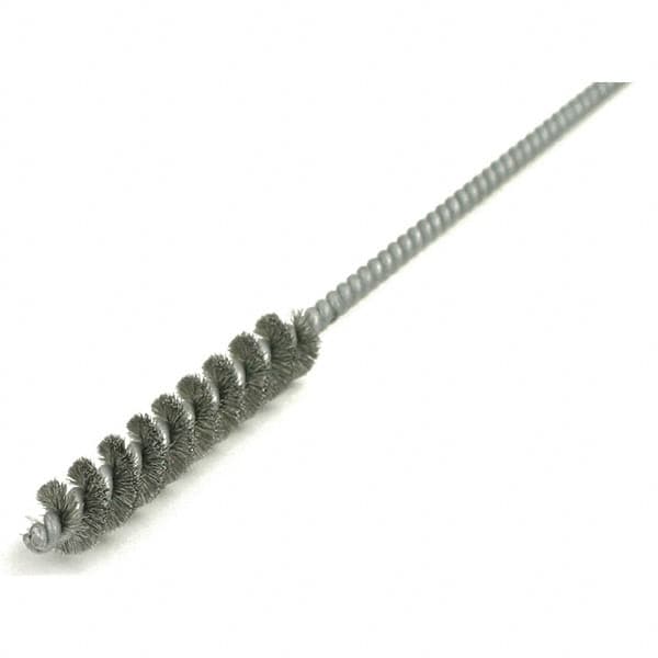 Brush Research Mfg. - 5/8" Diam Helical Steel Tube Brush - Single Spiral, 0.006" Filament Diam, 3" Brush Length, 30" OAL, 0.22" Diam Galvanized Steel Shank - Makers Industrial Supply