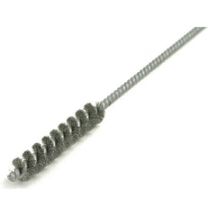 Brush Research Mfg. - 3/4" Diam Helical Steel Tube Brush - Single Spiral, 0.006" Filament Diam, 3" Brush Length, 12" OAL, 0.19" Diam Galvanized Steel Shank - Makers Industrial Supply