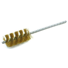 Brush Research Mfg. - 5/16" Diam Helical Brass Tube Brush - Single Spiral, 0.005" Filament Diam, 1-1/2" Brush Length, 4-1/2" OAL, Galvanized Steel Shank - Makers Industrial Supply