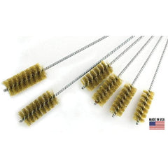 Brush Research Mfg. - 3" Diam Helical Brass Tube Brush - Single Spiral, 0.012" Filament Diam, 4" Brush Length, 18" OAL, 0.292" Diam Galvanized Steel Shank - Makers Industrial Supply