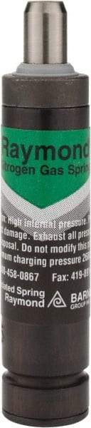 Associated Spring Raymond - 12mm Diam, 80mm Max Stroke, Blue Nitrogen Gas Spring Cylinder - 123mm Body Length, 205mm OAL, 81 Lb Full Stroke Spring Force, 1,560 psi Initial Charge - Makers Industrial Supply