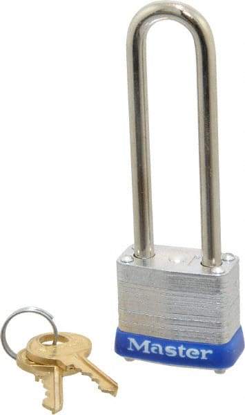 Master Lock - 2-1/2" Shackle Clearance, Keyed Alike General Security Padlock - 3/16" Shackle Diam, Laminated Steel - Makers Industrial Supply