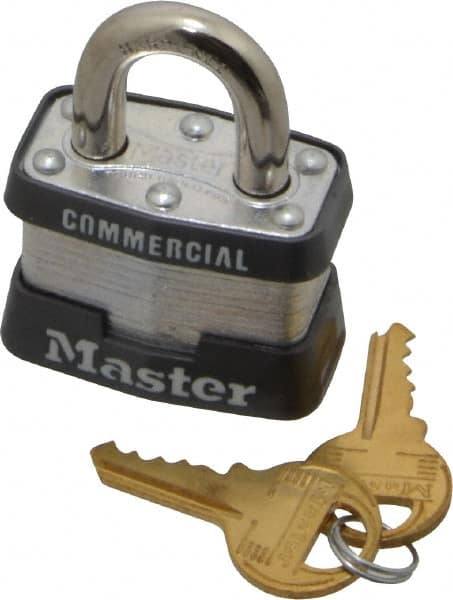 Master Lock - 3/4" Shackle Clearance, Keyed Alike Maximum Security Padlock - 9/32" Shackle Diam, Laminated Steel - Makers Industrial Supply