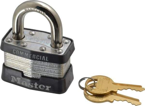 Master Lock - 15/16" Shackle Clearance, Keyed Alike Maximum Security Padlock - 5/16" Shackle Diam, Laminated Steel - Makers Industrial Supply