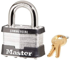 Master Lock - 1" Shackle Clearance, Keyed Alike Maximum Security Padlock - 3/8" Shackle Diam, Laminated Steel - Makers Industrial Supply