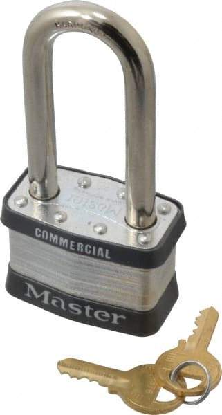 Master Lock - 2-1/2" Shackle Clearance, Keyed Alike Maximum Security Padlock - 3/8" Shackle Diam, Laminated Steel - Makers Industrial Supply