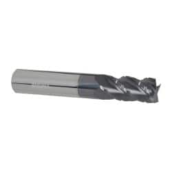 Accupro - 1/2" Diam, 1" LOC, 4 Flute Solid Carbide Roughing & Finishing Square End Mill - AlTiN Finish, 3" OAL, 1/2" Shank Diam, Straight Shank, 40° Helix, Centercutting - Makers Industrial Supply