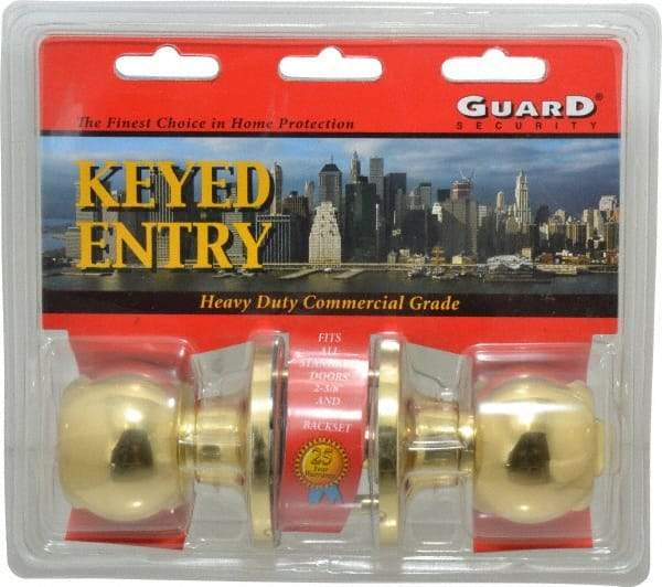 Value Collection - 1-3/4" Door Thickness, Bright Brass Entry Knob Lockset - 2-3/8" Back Set, KW1 Cylinder - Makers Industrial Supply