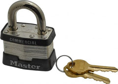 Master Lock - 15/16" Shackle Clearance, Keyed Alike Maximum Security Padlock - 5/16" Shackle Diam, Laminated Steel - Makers Industrial Supply