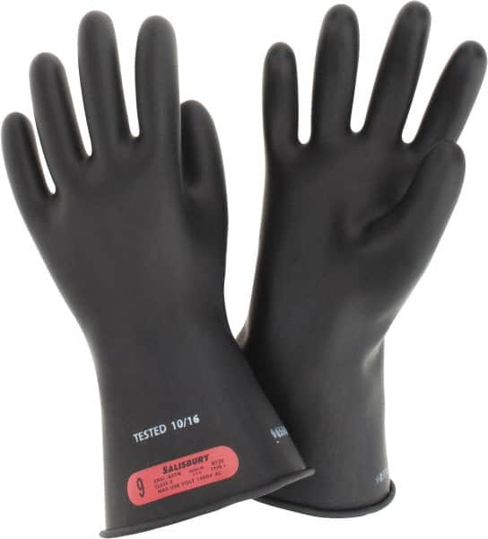 Salisbury by Honeywell - Class 0, Size L (9), 11" Long, Rubber Lineman's Glove - 1,000 AC Max Use Voltage, 5,000 AC Test Voltage, Black, ASTM D120, IEC EN60903 - Makers Industrial Supply