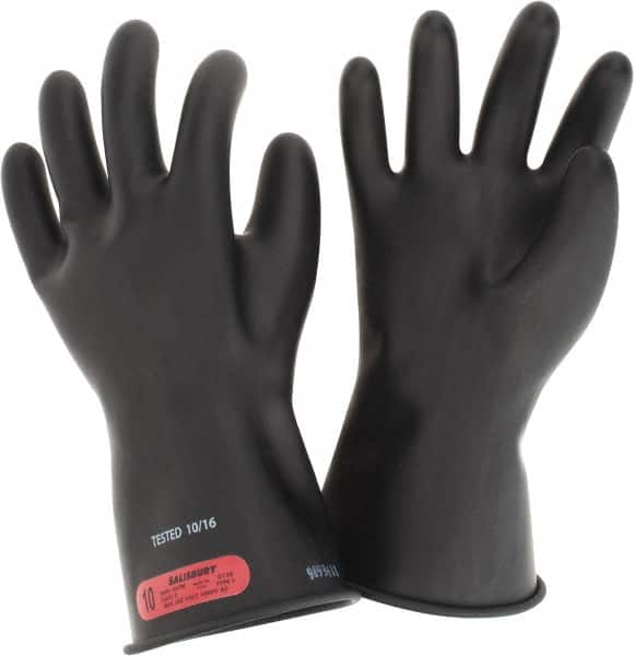 Salisbury by Honeywell - Class 0, Size XL (10), 11" Long, Rubber Lineman's Glove - 1,000 AC Max Use Voltage, 5,000 AC Test Voltage, Black, ASTM D120, IEC EN60903 - Makers Industrial Supply