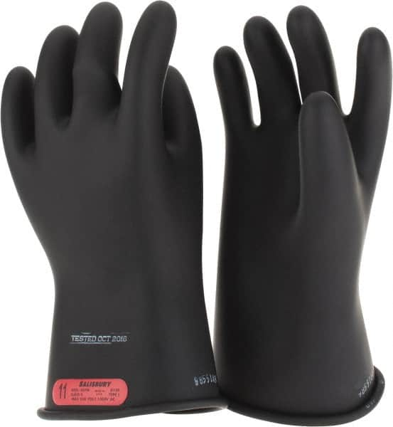 Salisbury by Honeywell - Class 0, Size 2XL (11), 11" Long, Rubber Lineman's Glove - 1,000 AC Max Use Voltage, 5,000 AC Test Voltage, Black, ASTM D120, IEC EN60903 - Makers Industrial Supply