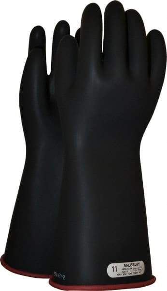 Salisbury by Honeywell - Class 1, Size 2XL (11), 14" Long, Rubber Lineman's Glove - 7,500 AC Max Use Voltage, 10,000 AC Test Voltage, Black/Red, ASTM D120, IEC EN60903 - Makers Industrial Supply