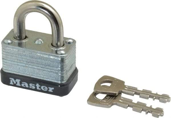 Master Lock - 9/16" Shackle Clearance, Keyed Different Laminated Steel Padlock - 1/4" Shackle Diam, Laminated Steel - Makers Industrial Supply