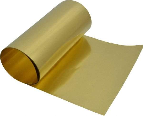 Made in USA - 100 Inch Long x 6 Inch Wide x 0.0015 Inch Thick, Roll Shim Stock - Brass - Makers Industrial Supply