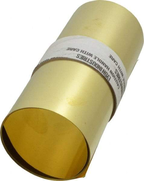 Made in USA - 100 Inch Long x 6 Inch Wide x 0.003 Inch Thick, Roll Shim Stock - Brass - Makers Industrial Supply