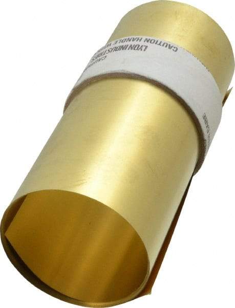 Made in USA - 100 Inch Long x 6 Inch Wide x 0.004 Inch Thick, Roll Shim Stock - Brass - Makers Industrial Supply