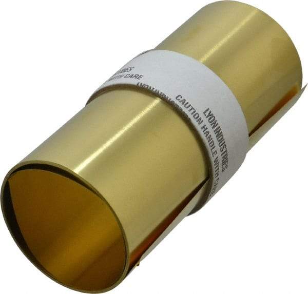 Made in USA - 100 Inch Long x 6 Inch Wide x 0.005 Inch Thick, Roll Shim Stock - Brass - Makers Industrial Supply