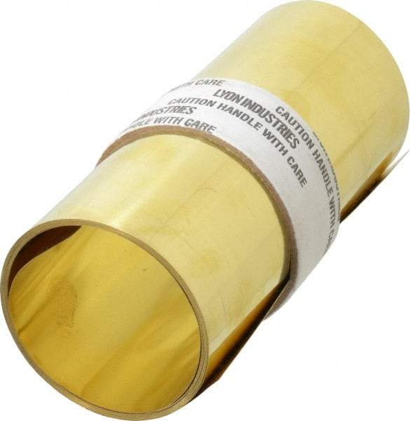 Made in USA - 100 Inch Long x 6 Inch Wide x 0.007 Inch Thick, Roll Shim Stock - Brass - Makers Industrial Supply