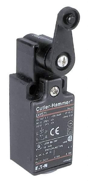 Eaton Cutler-Hammer - SPDT, NC/NO, 500 Volt, Screw Terminal, Roller Lever Actuator, General Purpose Limit Switch - 4, 13, 4X, 6P NEMA Rating, IP65 IPR Rating, Screw Mount - Makers Industrial Supply