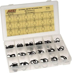 Made in USA - 310 Piece, M6 to M25, Steel, Snap External Retaining Ring Assortment - Includes Compartmented Case, Specification Labels - Makers Industrial Supply