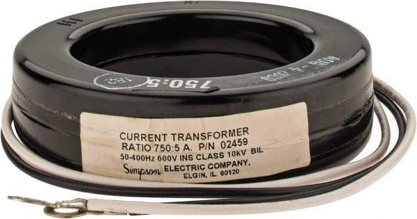 Simpson Electric - 2 VA Burden, 750 Amp AC Input, 5 Amp AC Output, 50 to 400 Hz, Panel Meter Donut Current Transformer - Screw Terminal, For Use with AC Ammeter - Makers Industrial Supply