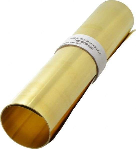 Made in USA - 10 Ft. Long x 12 Inch Wide x 0.003 Inch Thick, Roll Shim Stock - Brass - Makers Industrial Supply