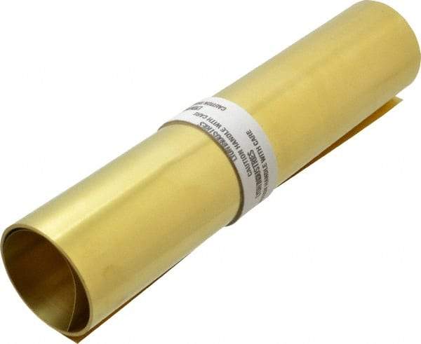 Made in USA - 10 Ft. Long x 12 Inch Wide x 0.006 Inch Thick, Roll Shim Stock - Brass - Makers Industrial Supply