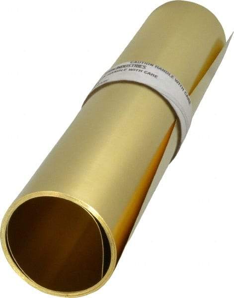 Made in USA - 10 Ft. Long x 12 Inch Wide x 0.008 Inch Thick, Roll Shim Stock - Brass - Makers Industrial Supply