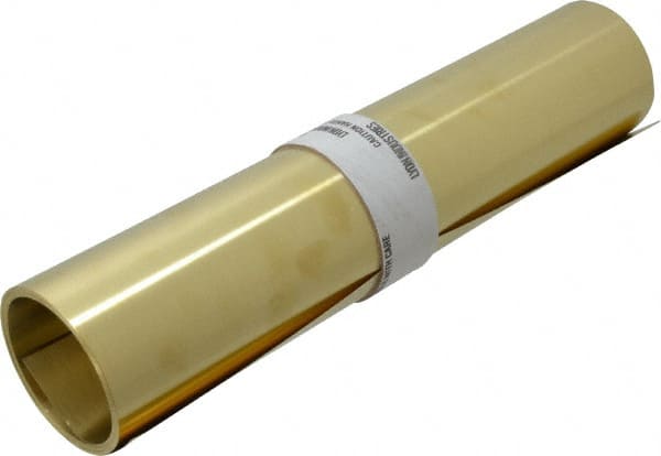 Shim Stock: 0.01'' Thick, 120'' Long, 12″ Wide, 260 Alloy Brass Brass