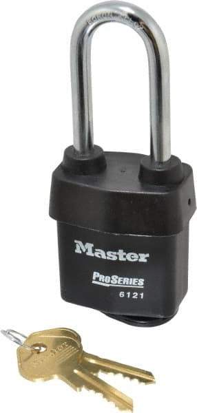 Master Lock - 2-1/2" Shackle Clearance, Keyed Alike Pro Series Solid Steel Padlock - 5/16" Shackle Diam, Laminated Steel - Makers Industrial Supply