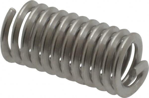 Heli-Coil - #10-24 UNC, 0.57" OAL, Free Running Helical Insert - 11-3/8 Free Coils, Tanged, 304 Stainless Steel, Bright Finish, 3D Insert Length - Makers Industrial Supply