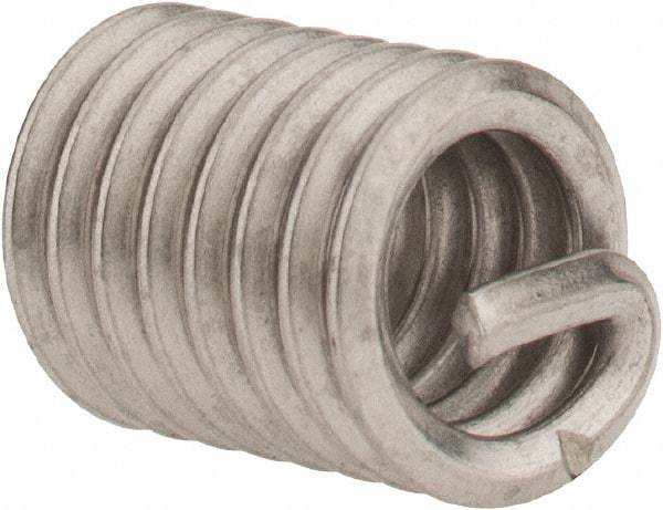 Heli-Coil - 1/4-20 UNC, 1/2" OAL, Free Running Helical Insert - 8 Free Coils, Tanged, 304 Stainless Steel, Bright Finish, 2D Insert Length - Makers Industrial Supply