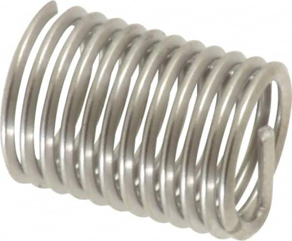 Heli-Coil - 1/4-28 UNF, 1/2" OAL, Free Running Helical Insert - 11-3/8 Free Coils, Tanged, 304 Stainless Steel, Bright Finish, 2D Insert Length - Makers Industrial Supply